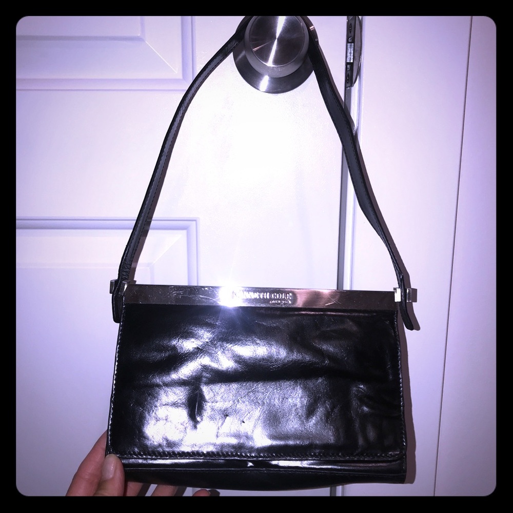 Kenneth Cole black shiny leather small bag